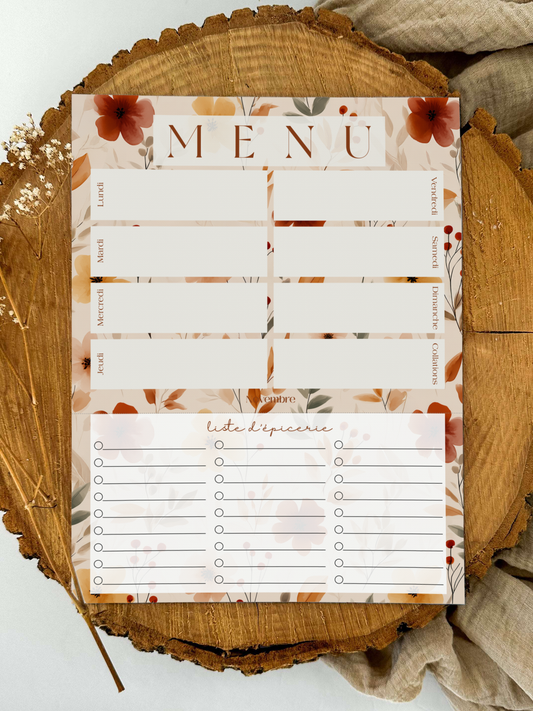 Planificateur de repas et liste d'épicerie Cannelle