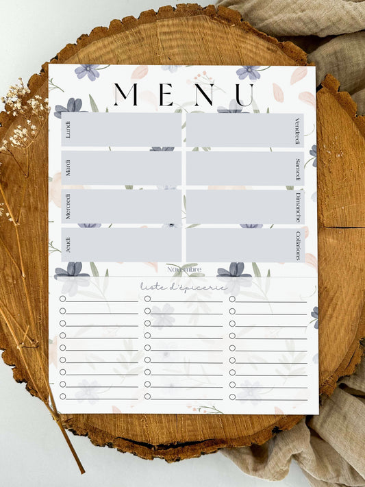 Planificateur de repas et liste d'épicerie Jardin d’azur