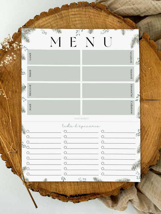 Planificateur de repas et liste d'épicerie Boréal