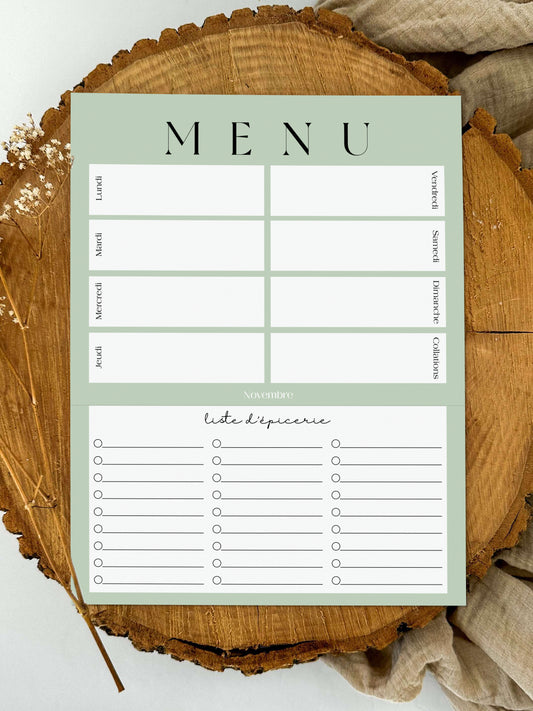 Planificateur de repas et liste d'épicerie Sauge
