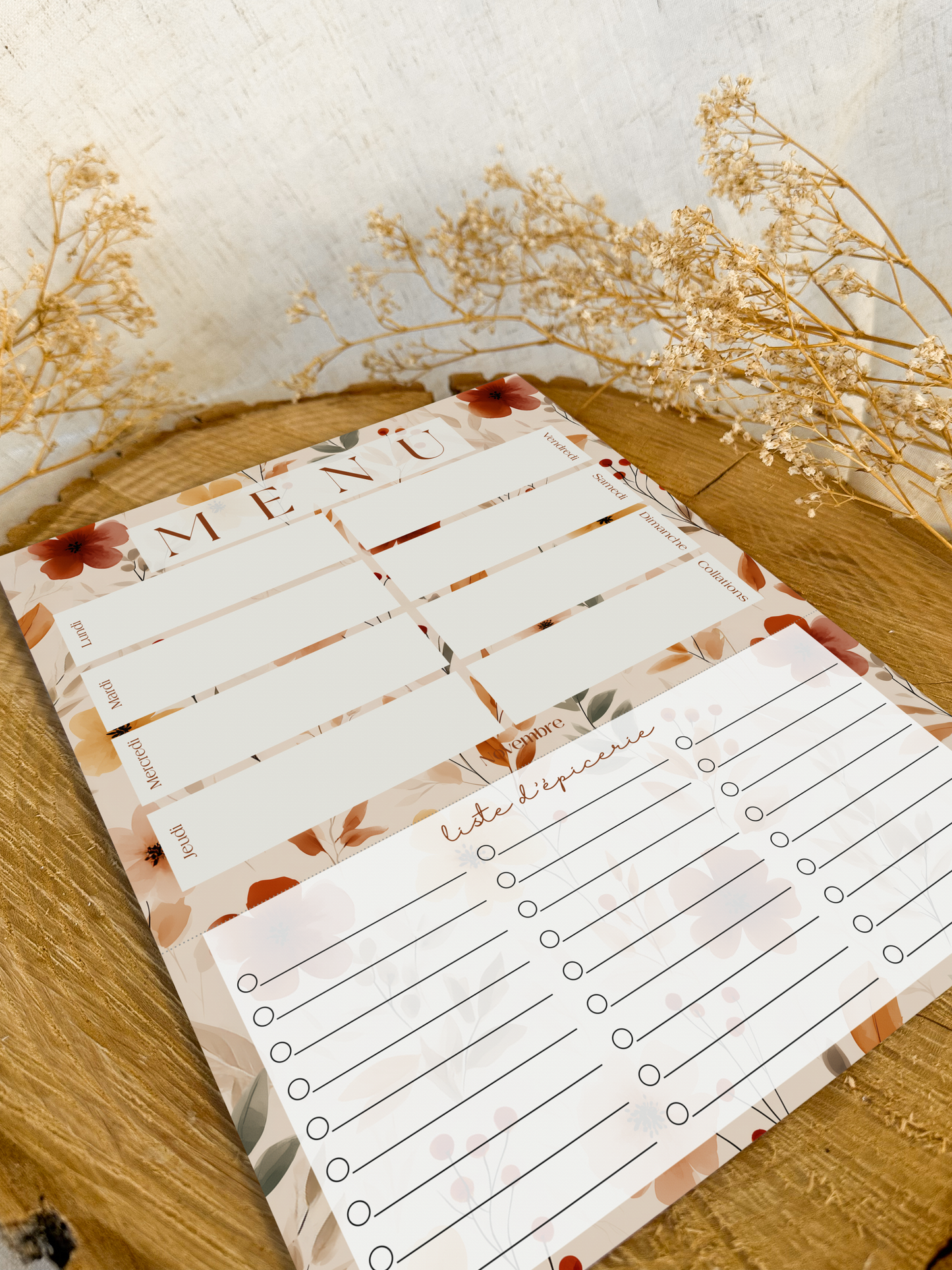 Planificateur de repas et liste d'épicerie Cannelle