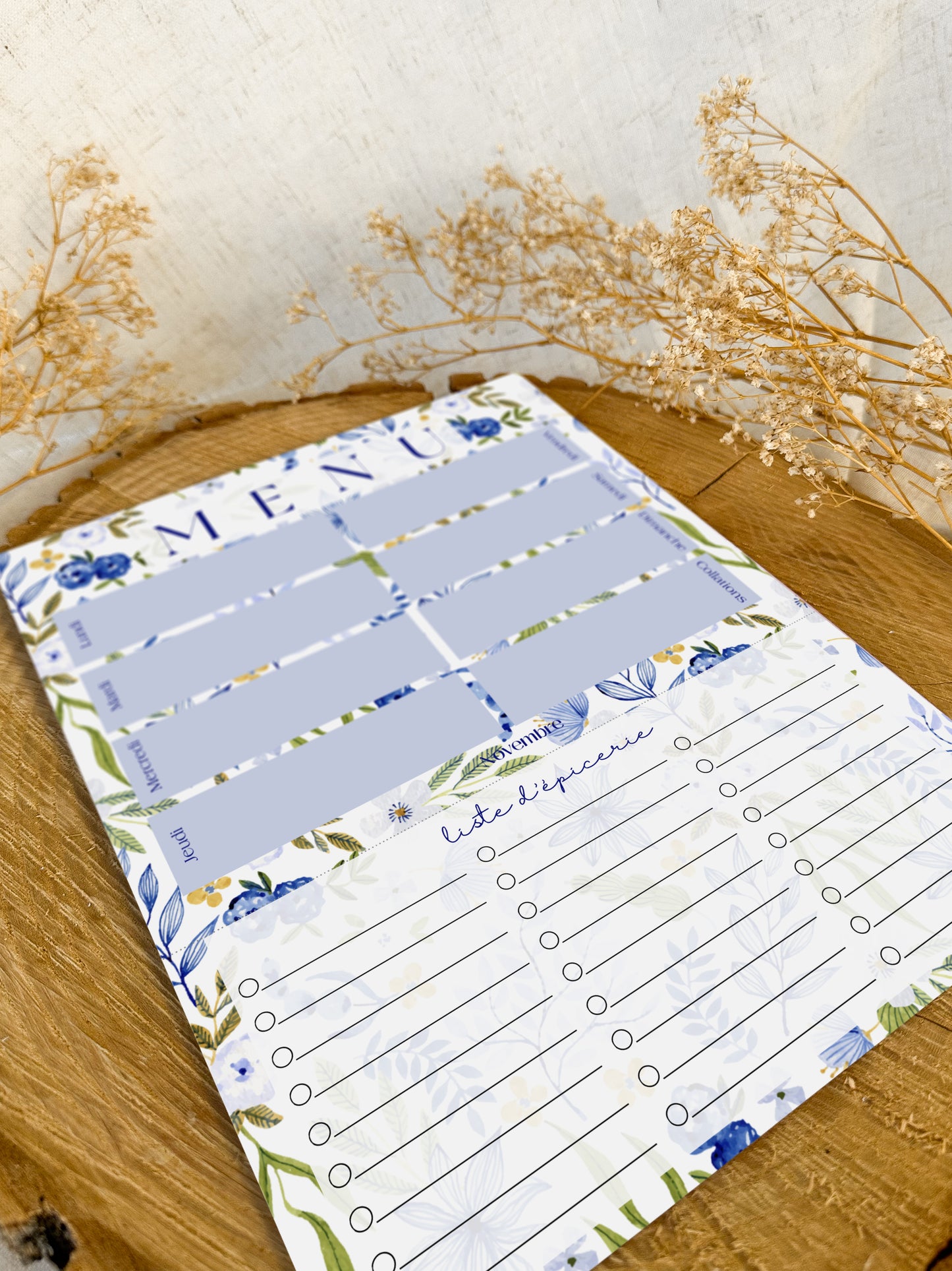 Planificateur de repas et liste d'épicerie Hydrangea
