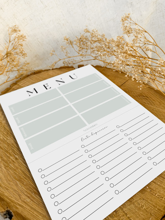 Planificateur de repas et liste d'épicerie Sauge