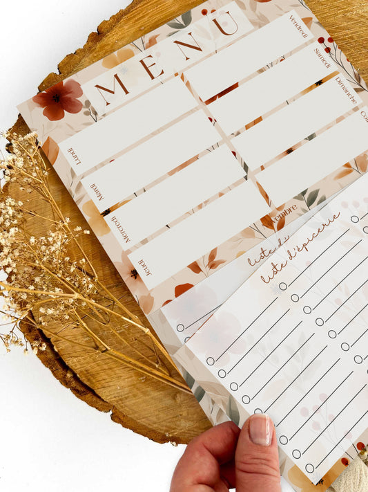 Planificateur de repas et liste d'épicerie Cannelle