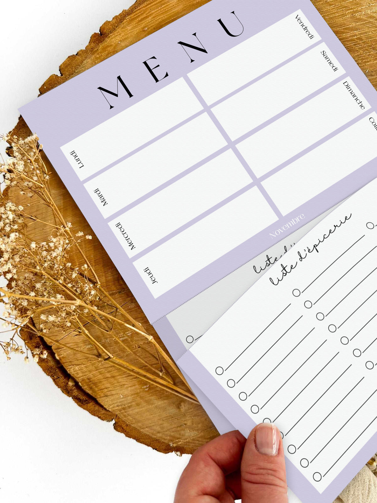 Planificateur de repas et liste d'épicerie Lavande