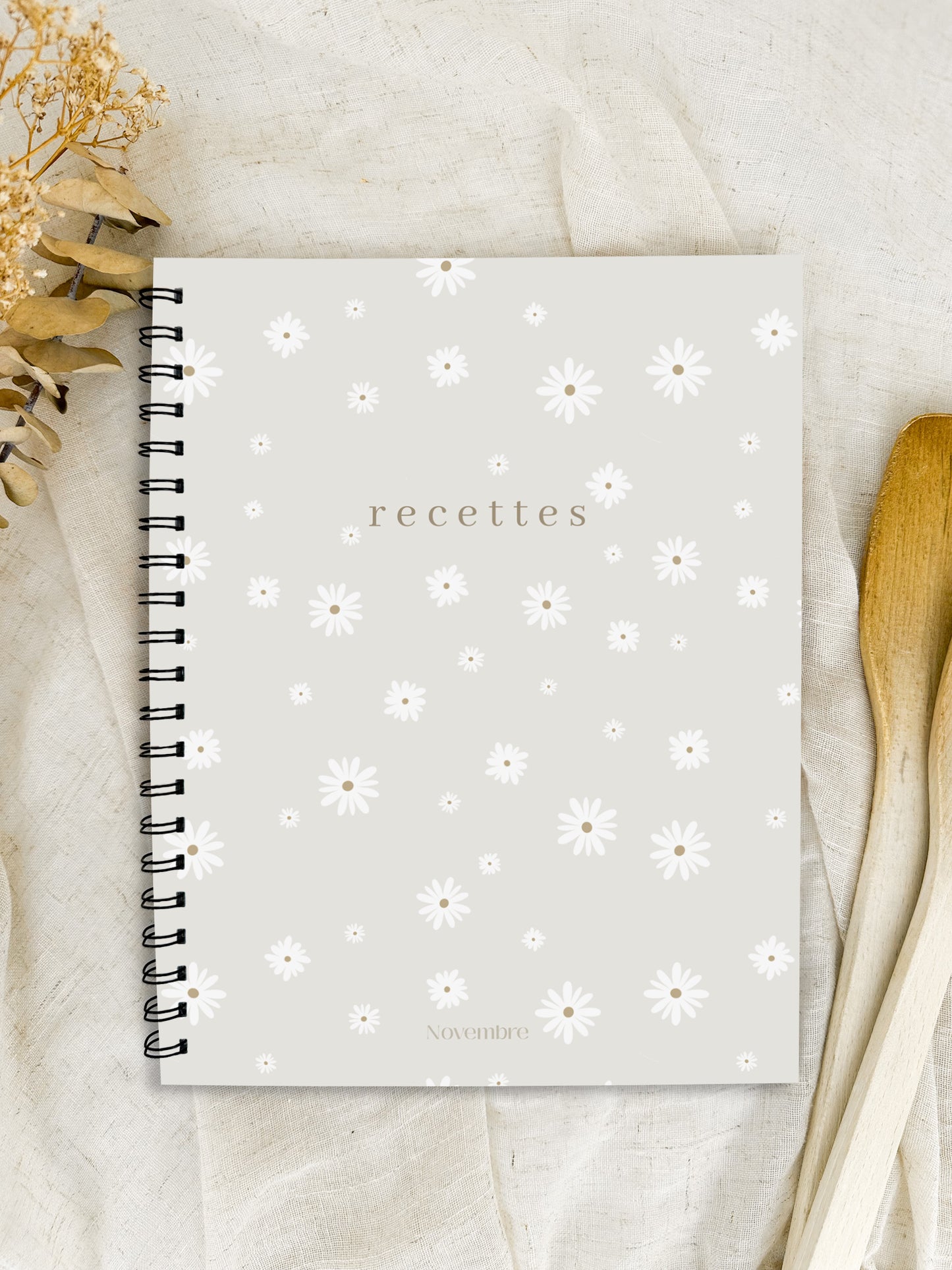 Livre de recettes à compléter Fleurs blanches