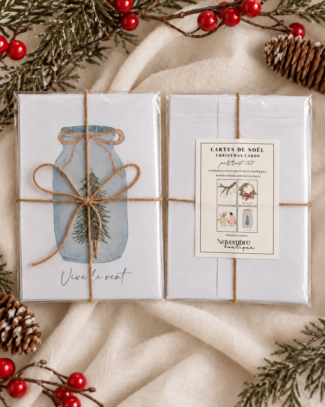 Ensemble de 4 cartes de Noël 01
