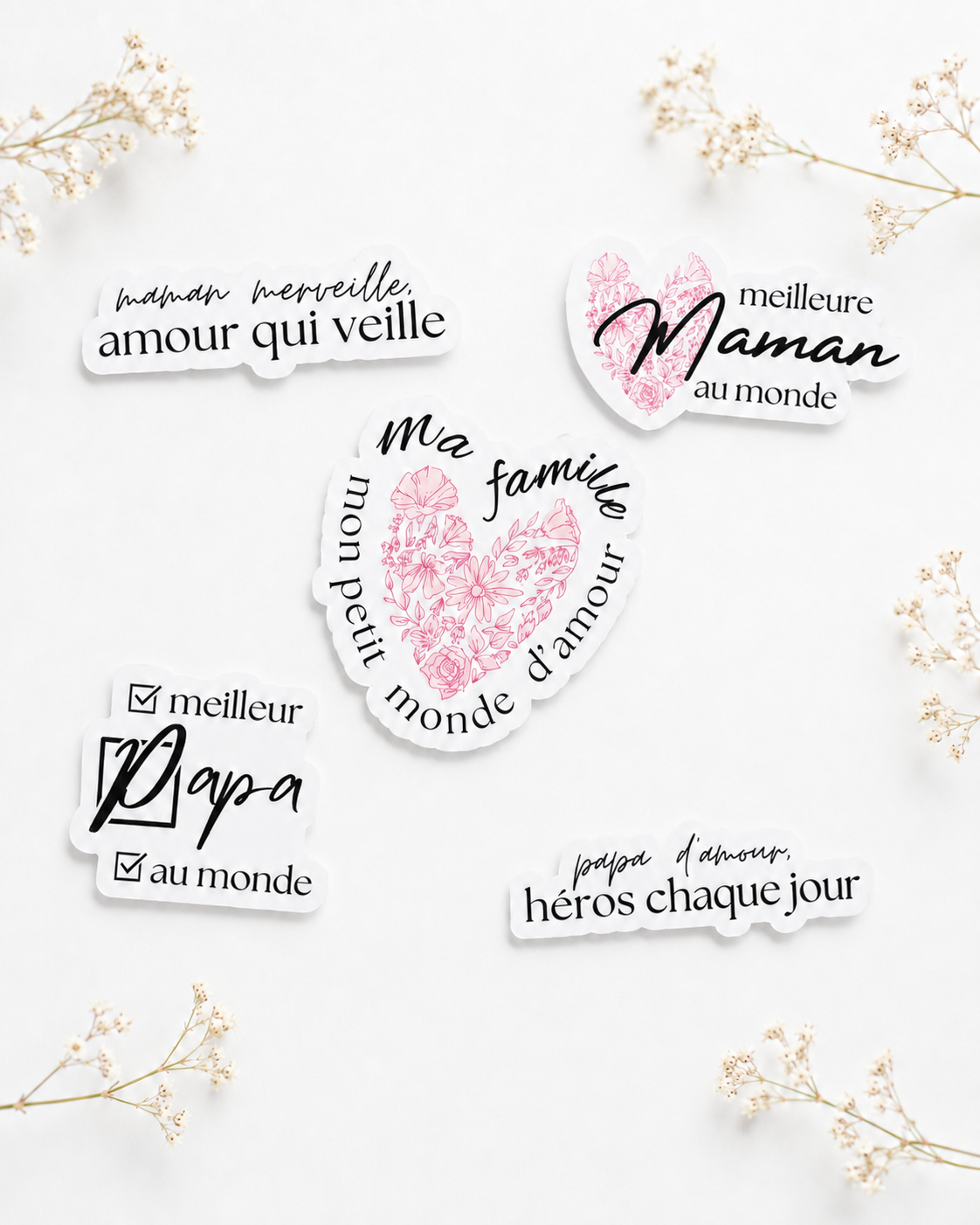 Autocollants de vinyle résistants à l'eau pour Maman, Papa & Famille