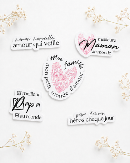 Autocollants de vinyle résistants à l'eau pour Maman, Papa & Famille