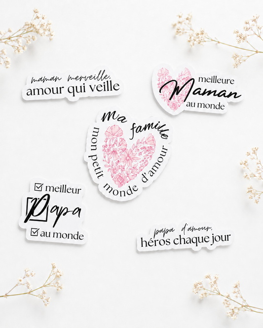 Autocollants de vinyle résistants à l'eau pour Maman, Papa & Famille