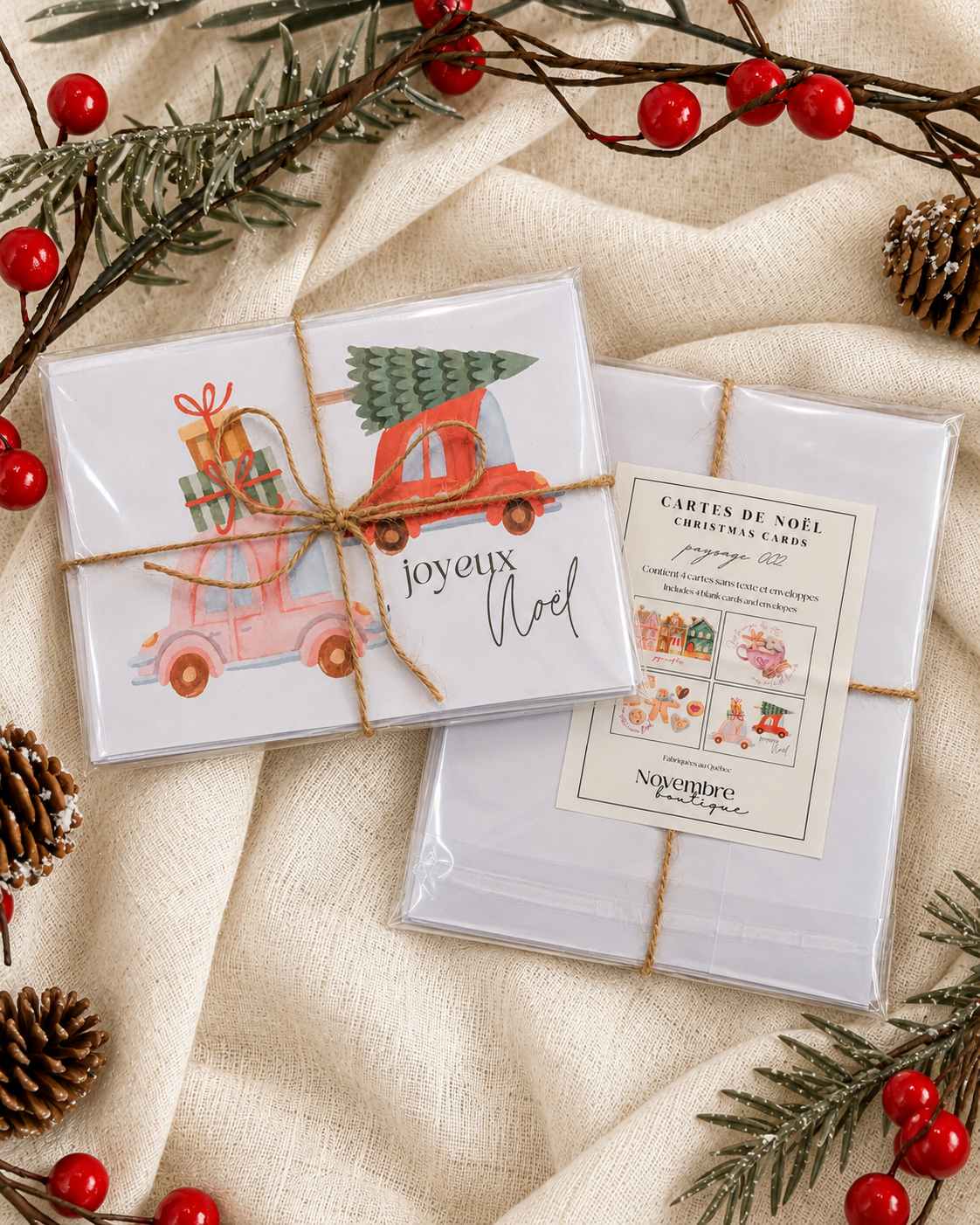 Ensemble de 4 cartes de Noël 02