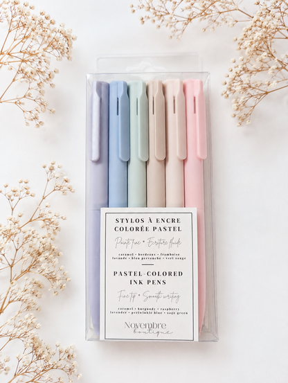 Ensemble de 6 stylos pastels à encre colorée