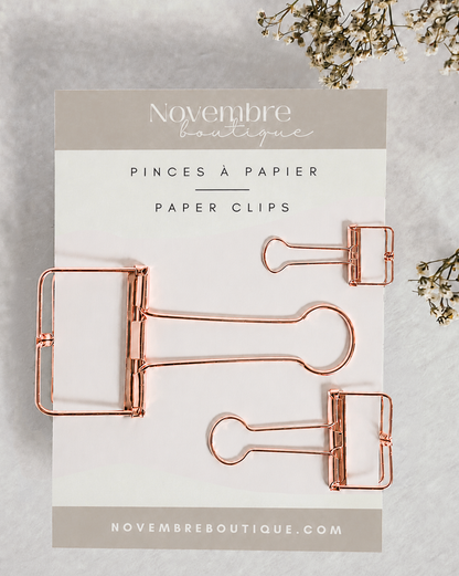 Trio de pinces à papier Or Rose