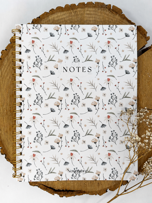 Cahier de notes grand format Fleuri